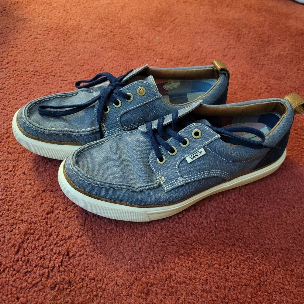Vans Men’s Size 8 Blue Canvas Boat Shoe Sneakers V2906CV EU 41 Excellent